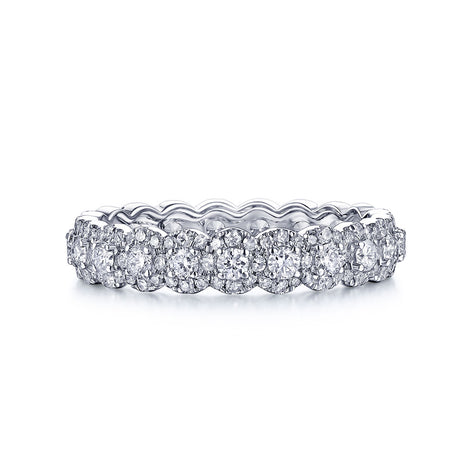 Round Diamond Band with Diamonds in White Gold  Custom Made | Modern Gem Jewelry | Saratti