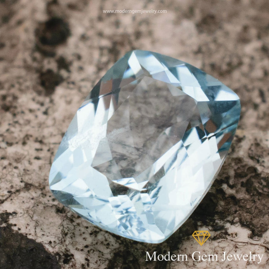 2.28 Carats Blue Brazil Natural Aquamarine Cushion Cut Loose Gemstone - Modern Gem Jewelry