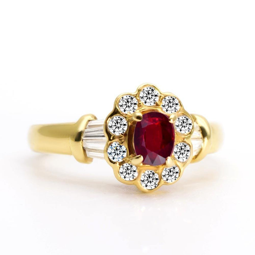 Gold Ruby Ring in 18K Yellow Gold | Modern Gem Jewelry | Saratti