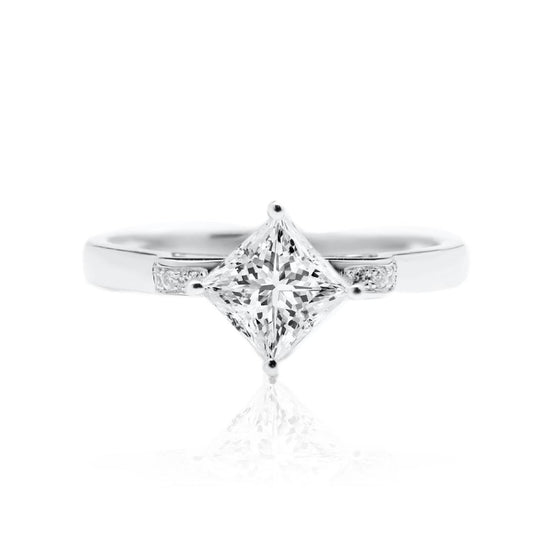 Ribbon and Kite Motif 1.5 ct. Natural Diamond Engagement Ring in 18K White Gold