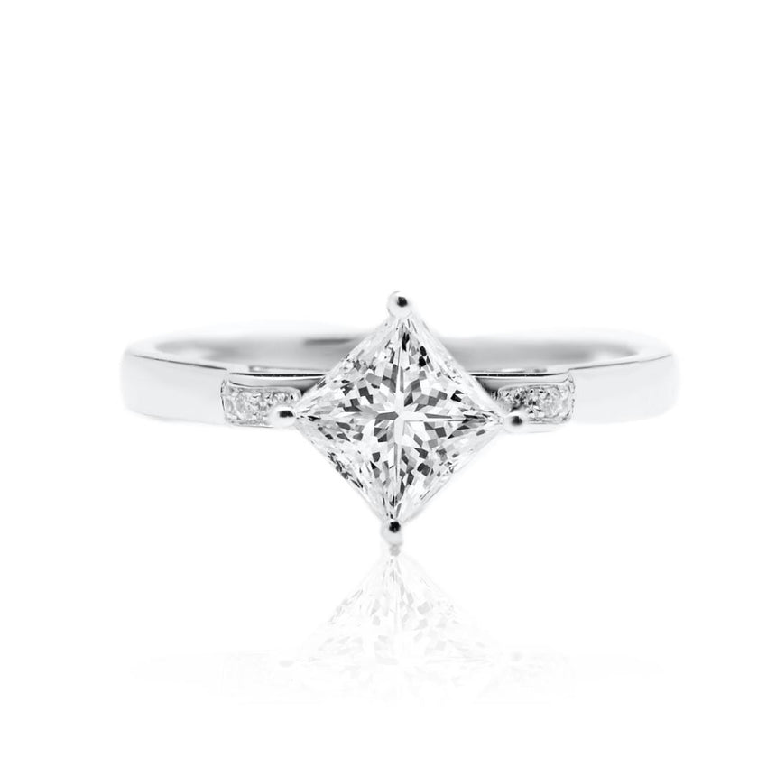 Ribbon and Kite Motif 1.5 ct. Natural Diamond Engagement Ring in 18K White Gold