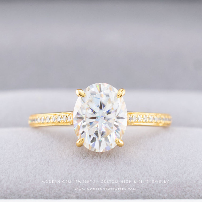 Oval Lab Diamond Pave Engagement Ring