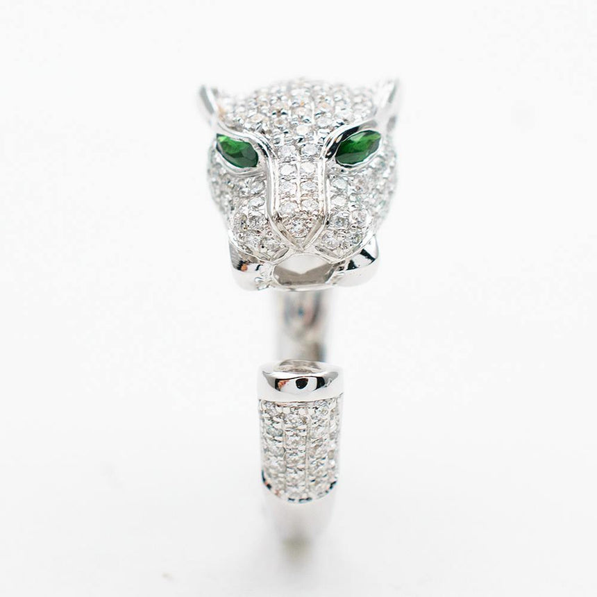 Diamond Pave Natural Diamond and Tsavorite Ring