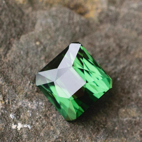 1.22 Carats Green Natural Tourmaline Emerald Cut Gemstone  5.8 x 5.8 x 4mm - Modern Gem Jewelry