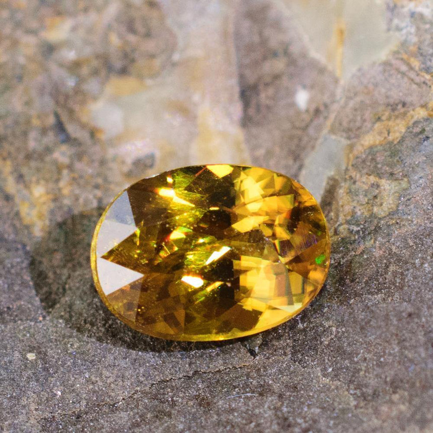 0.99 Carats Yellow Natural Sphene Gemstone 7mm x 5mm x 3.8mm - Modern Gem Jewelry