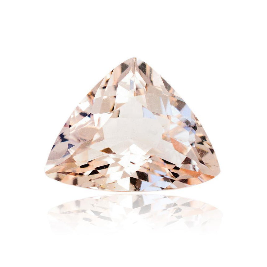 4.02 Carats Trillion Shape Peach Natural Morganite 13.1 x 10.5mm - Modern Gem Jewelry