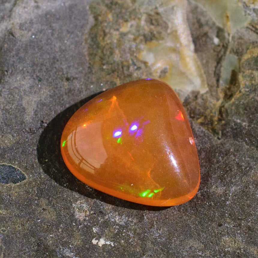 2.6 Carats Natural Fire Opal Gemstone Triangular 11.82mm x 11 x 4.9mm - Modern Gem Jewelry