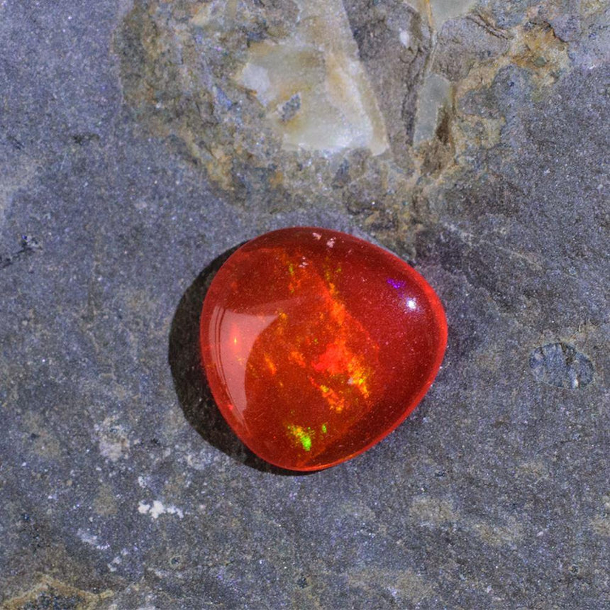 1.46 Carats Natural Fire Opal Gemstone Cabochon | 9.08mm x 9.24mm - Modern Gem Jewelry