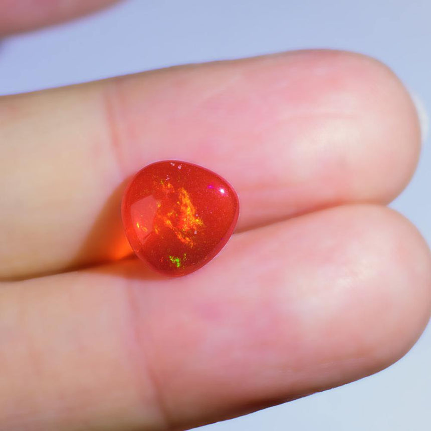 1.46 Carats Natural Fire Opal Gemstone Cabochon | 9.08mm x 9.24mm - Modern Gem Jewelry