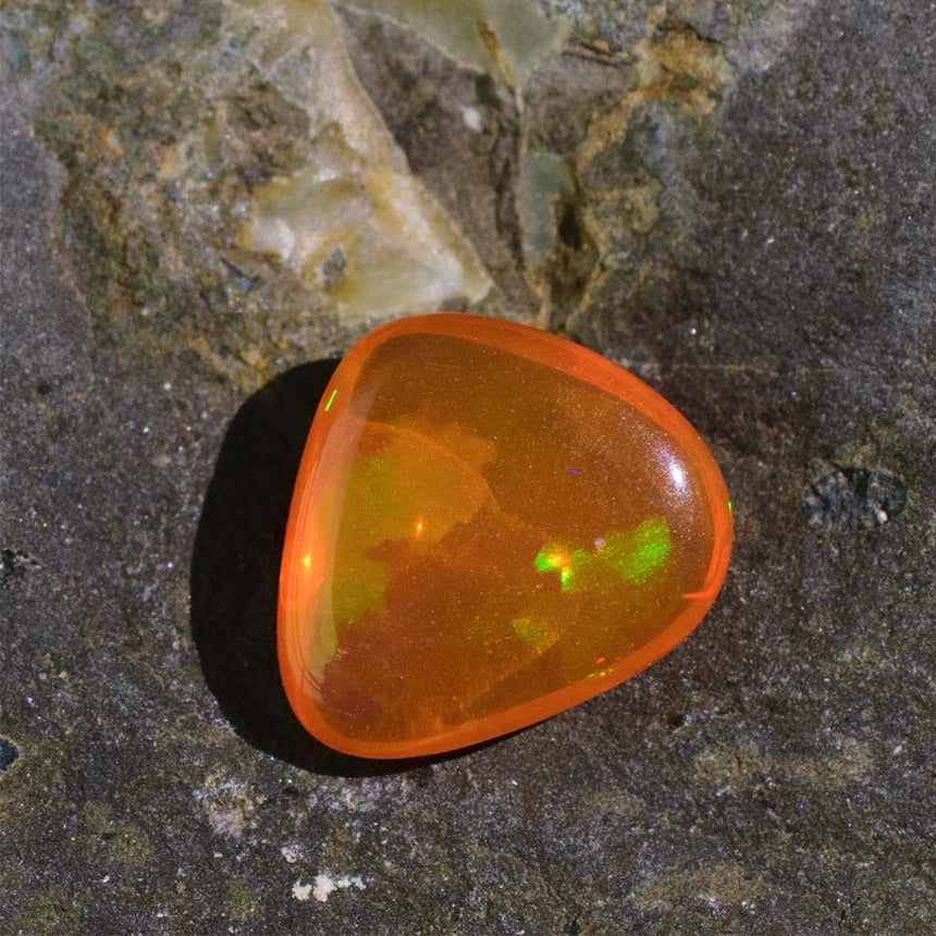 2.6 Carats Natural Fire Opal Gemstone Triangular 11.82mm x 11 x 4.9mm - Modern Gem Jewelry