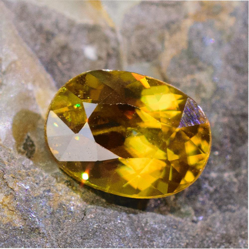 0.99 Carats Yellow Natural Sphene Gemstone 7mm x 5mm x 3.8mm - Modern Gem Jewelry