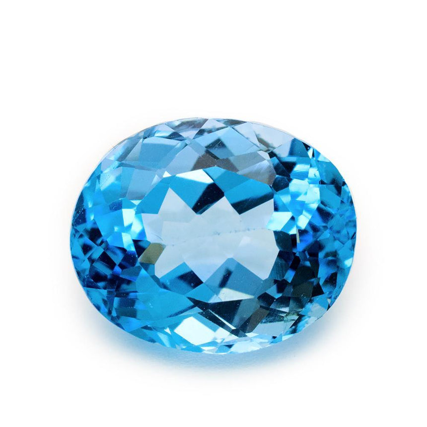 11.75 Carat Natural Brazilian Blue Topaz Oval Cut Gemstone - Modern Gem Jewelry