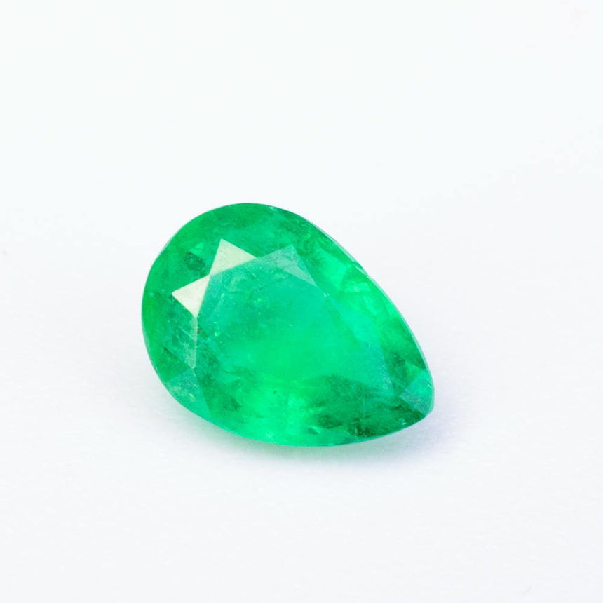 Pear cut natural emerald gemstone