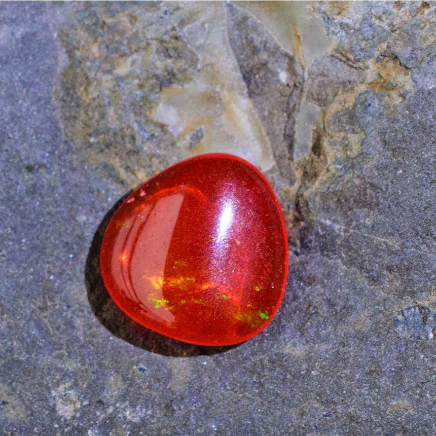 1.46 Carats Natural Fire Opal Gemstone Cabochon | 9.08mm x 9.24mm - Modern Gem Jewelry