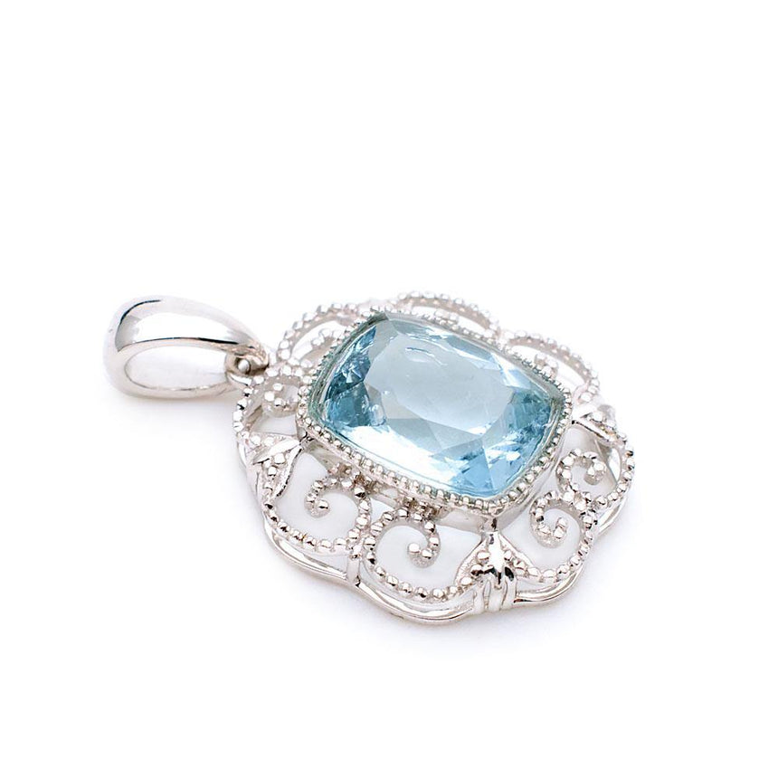 Aquamarine Gold Necklace Vintage Style | Saratti