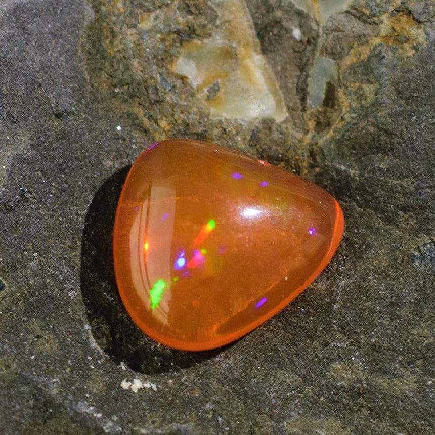 2.6 Carats Natural Fire Opal Gemstone Triangular 11.82mm x 11 x 4.9mm - Modern Gem Jewelry