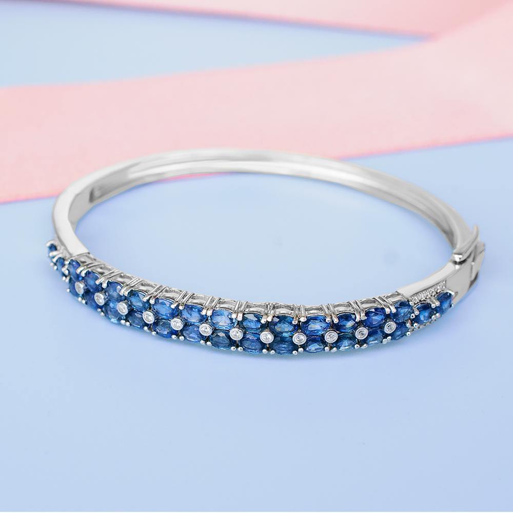 Sapphire and Diamond Tennis Bracelet in 14K White Gold | Modern Gem Jewelry | Saratti