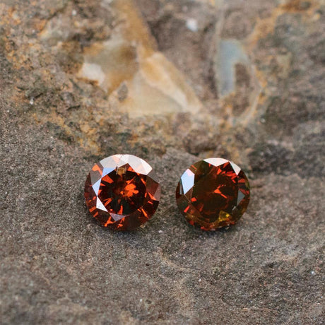 Perfectly Matched 0.3 Carats Natural Orange Red Diamonds For Earrings - Modern Gem Jewelry