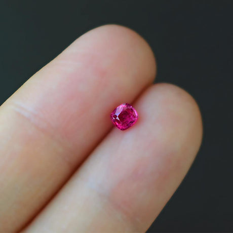 0.33 Carats Cushion Cut Red Natural Spinel Gemstone | 4.6mm x 4.9mm - Modern Gem Jewelry