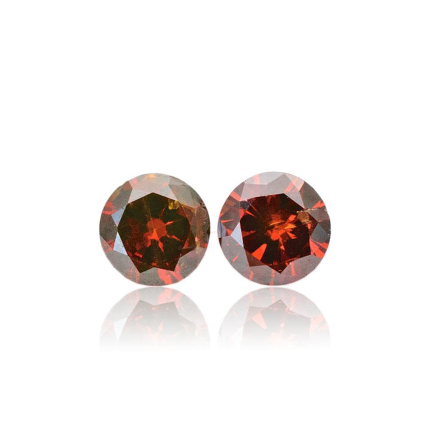 Perfectly Matched 0.3 Carats Natural Orange Red Diamonds For Earrings - Modern Gem Jewelry