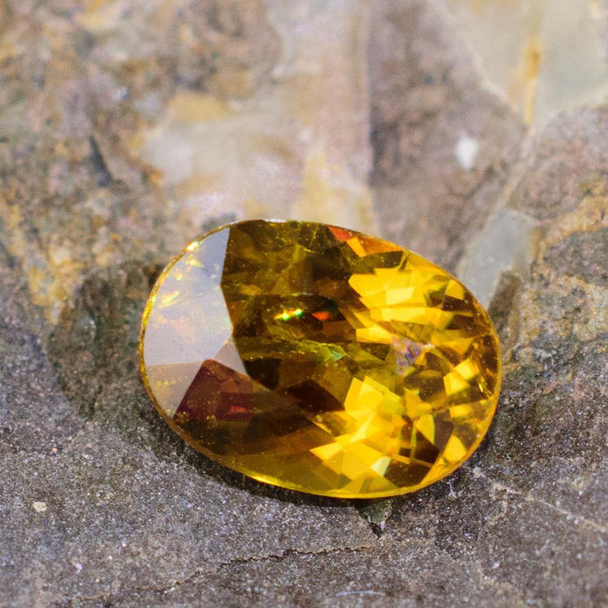 0.99 Carats Yellow Natural Sphene Gemstone 7mm x 5mm x 3.8mm - Modern Gem Jewelry