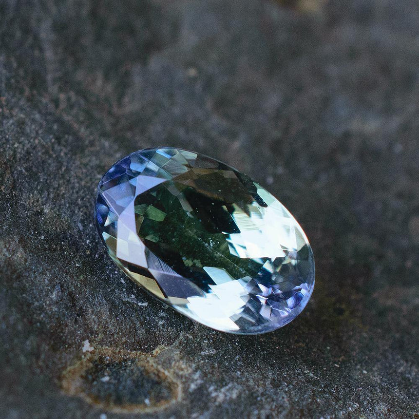 1.53 Carats Oval Cut Greenish Blue Genuine Natural Tanzanite Gemstone - Modern Gem Jewelry