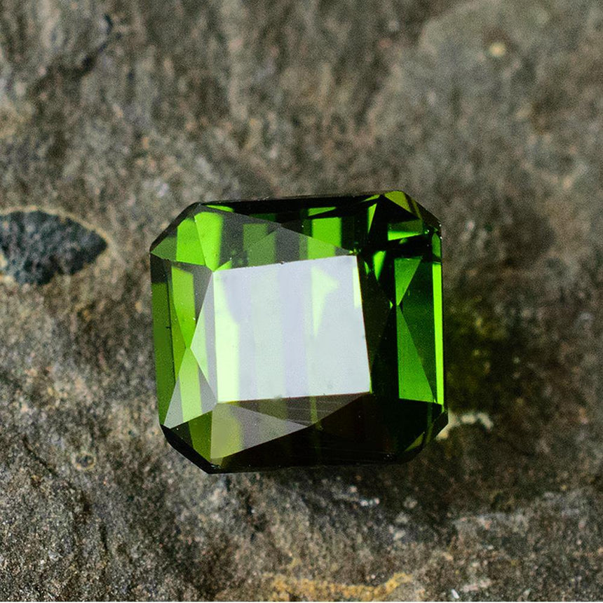 1.5 Carats Green Natural Tourmaline Emerald Cut Gemstone 6.3 x 5.8x 4.8mm - Modern Gem Jewelry
