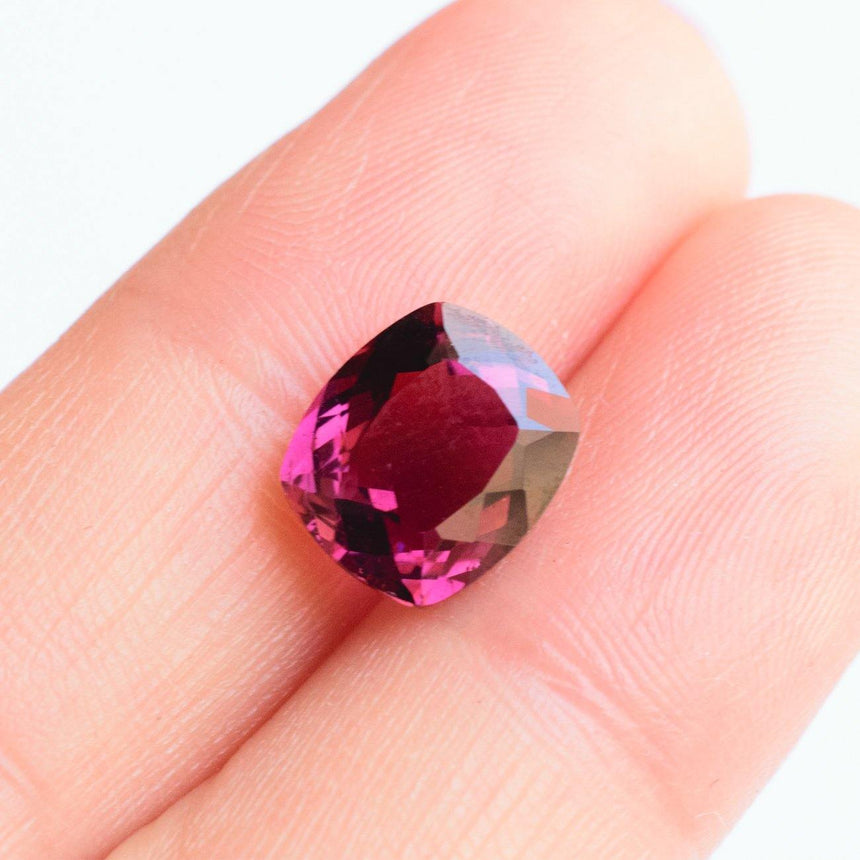 3.23 Carats Intense Purple Red Natural Rubellite Tourmaline Cushion Cut - Modern Gem Jewelry