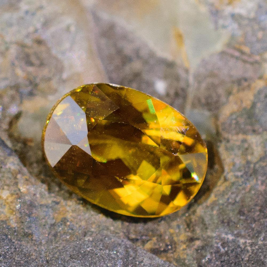 0.99 Carats Yellow Natural Sphene Gemstone 7mm x 5mm x 3.8mm - Modern Gem Jewelry