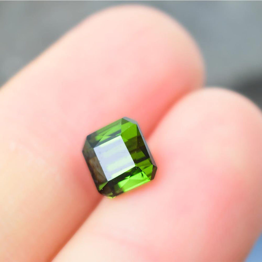 1.5 Carats Green Natural Tourmaline Emerald Cut Gemstone 6.3 x 5.8x 4.8mm - Modern Gem Jewelry