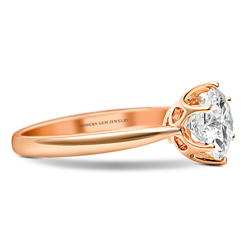 18K Rose Gold Solitaire Moissanite Ring