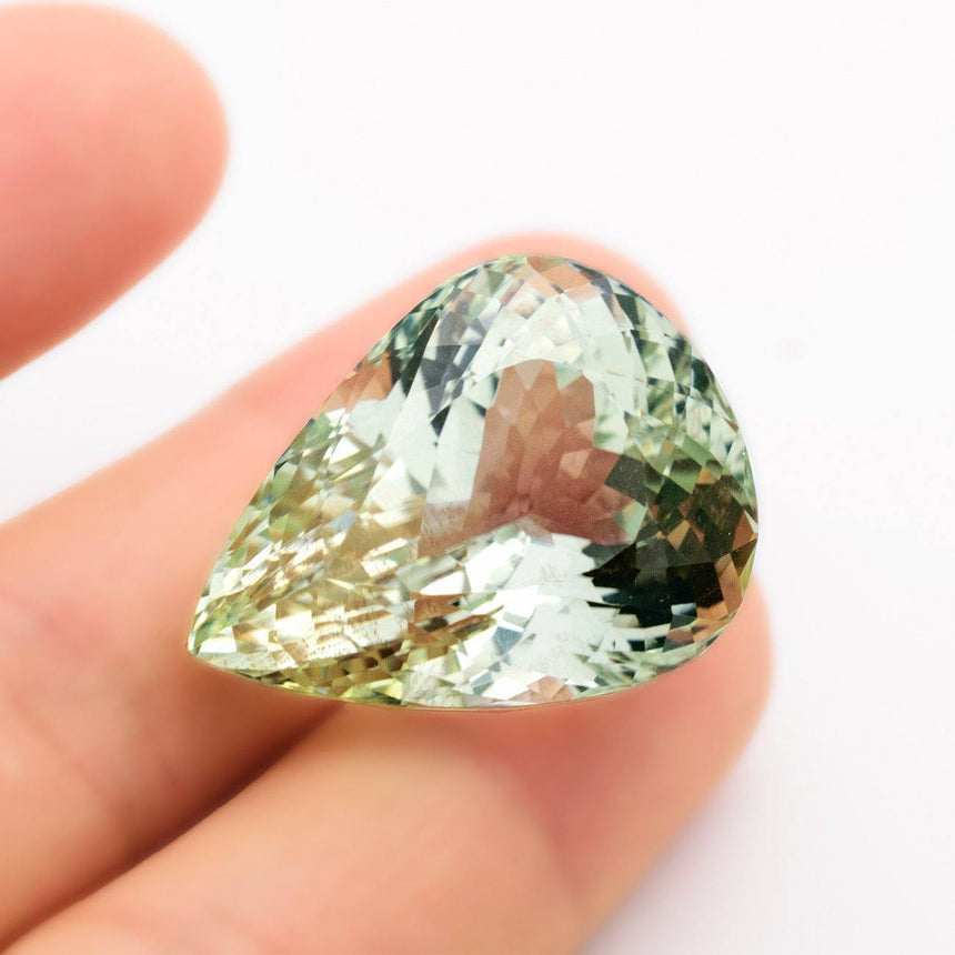 42 Carats Light Green Natural Kunzite Pear Cut Loose Gemstone - Modern Gem Jewelry