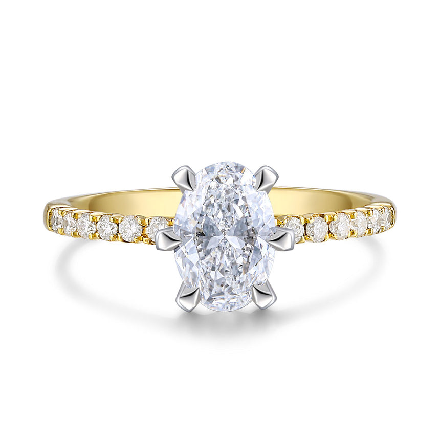 Claw prong 18K Yellow and White Gold Moissanite engagement ring