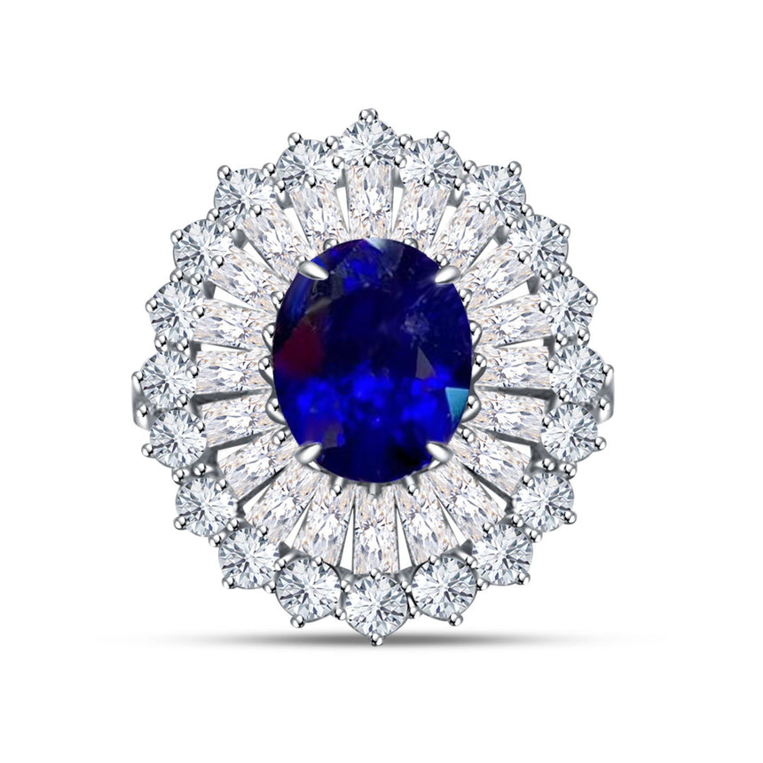 Unheated Natural Royal Blue Sapphire Cocktail Ring