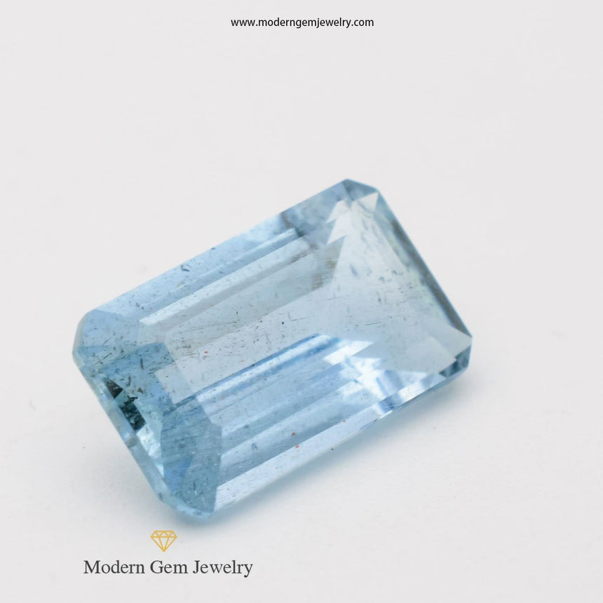 2.9 Carats Rich Blue Brazilian Natural Aquamarine Emerald Cut Loose Gemstone - Modern Gem Jewelry