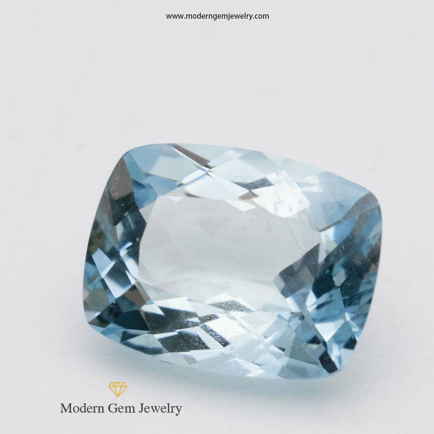 2.28 Carats Blue Brazil Natural Aquamarine Cushion Cut Loose Gemstone - Modern Gem Jewelry