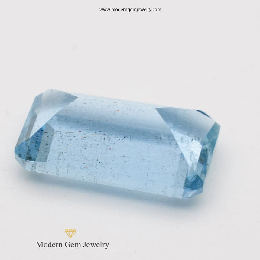 2.9 Carats Rich Blue Brazilian Natural Aquamarine Emerald Cut Loose Gemstone - Modern Gem Jewelry