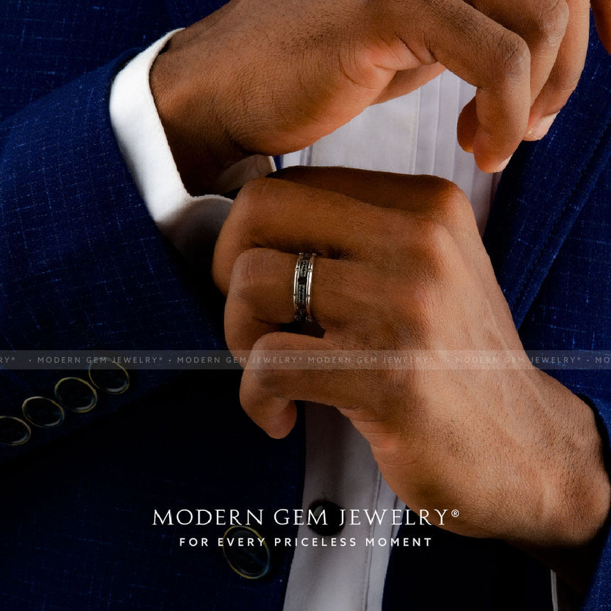 Channel Set Black Diamond Wedding Band