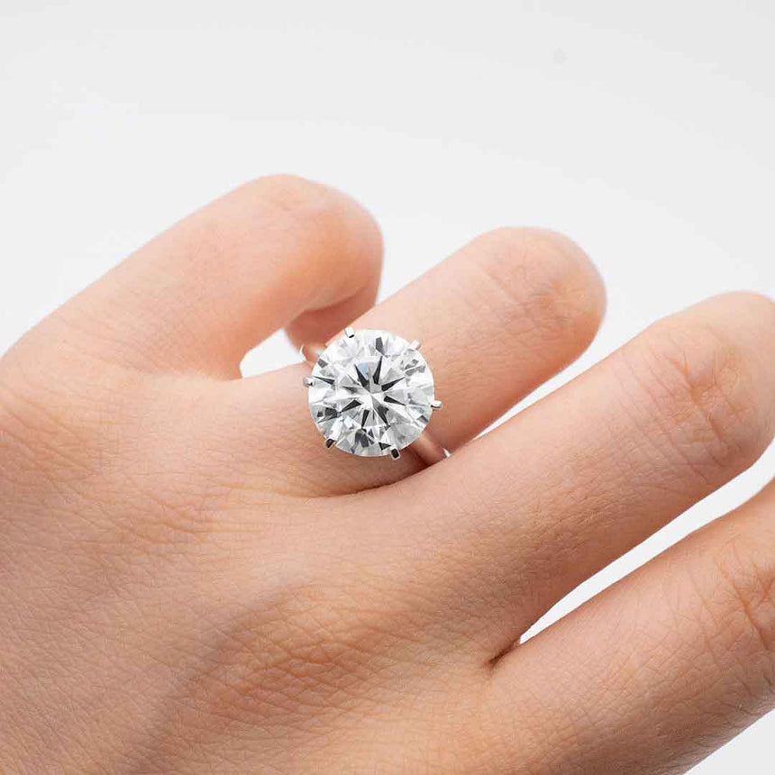18K White Gold Six Prong Moissanite Ring