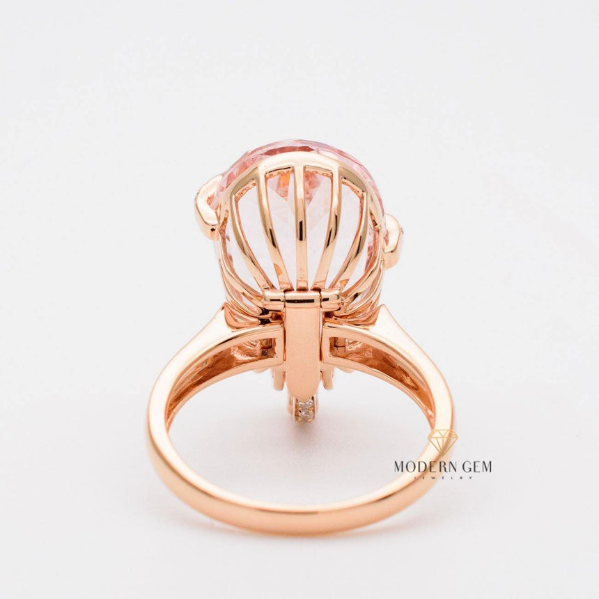 2 in 1 design natural diamond and morganite ring