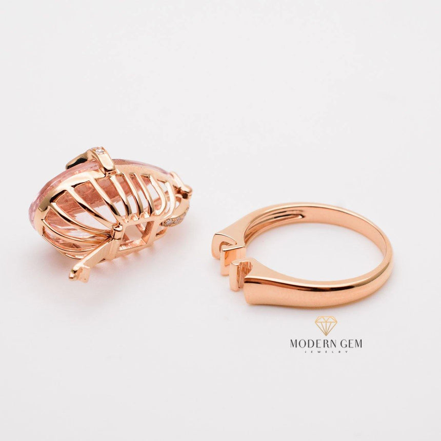 Pear Shaped Natural Morganite Ring and Pendant