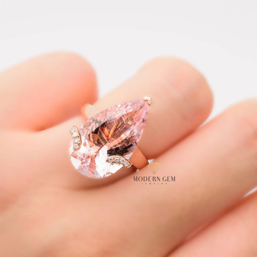 Natural morganite and diamond ring