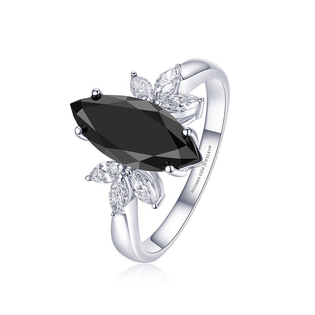 18K White Gold Natural Fancy Black Diamond Engagement Ring