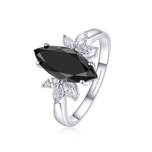 18K White Gold Natural Fancy Black Diamond Engagement Ring