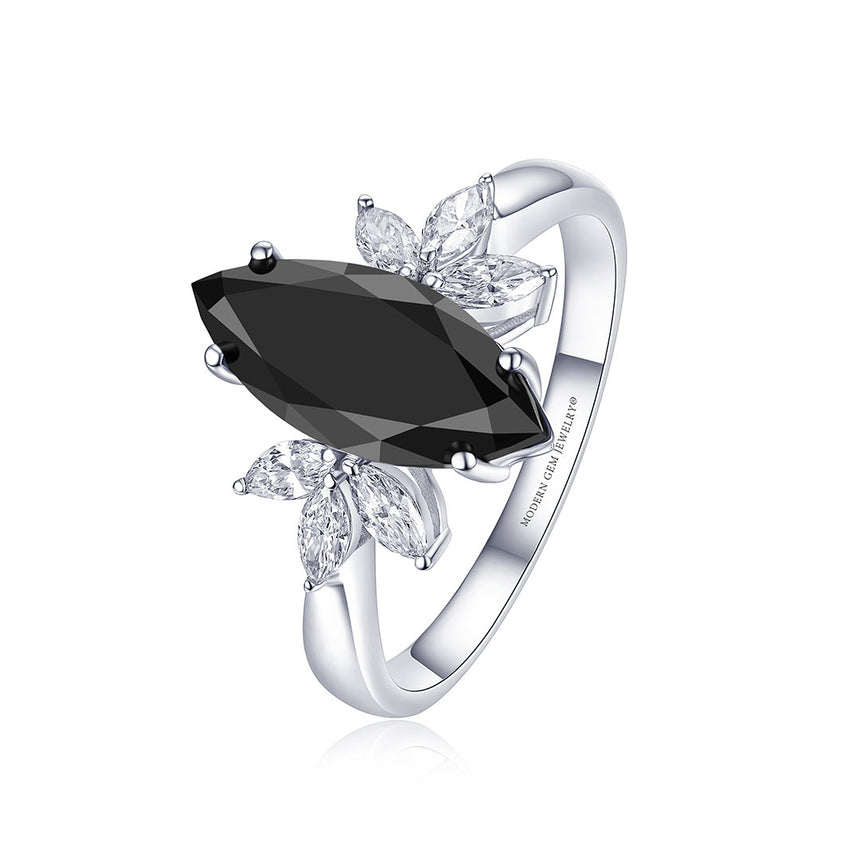18K White Gold Natural Fancy Black Diamond Engagement Ring
