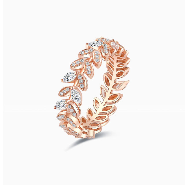 Art Deco 18K Rose Gold Diamonds Wedding Band For Women | Modern Gem Jewelry | Saratti