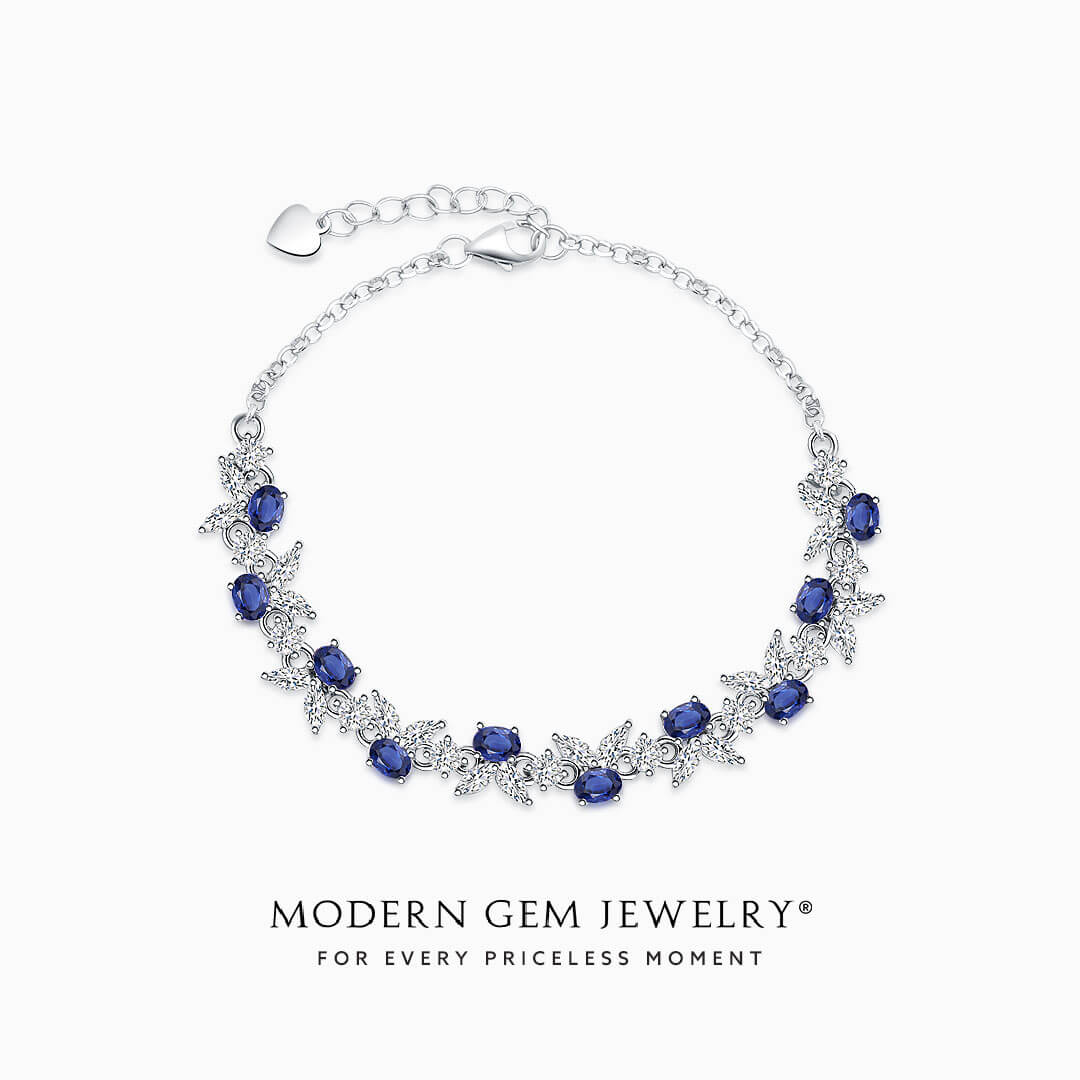 Luxurious Oval Sapphire and Diamond Bracelet | Modern Gem Jewelry | Saratti