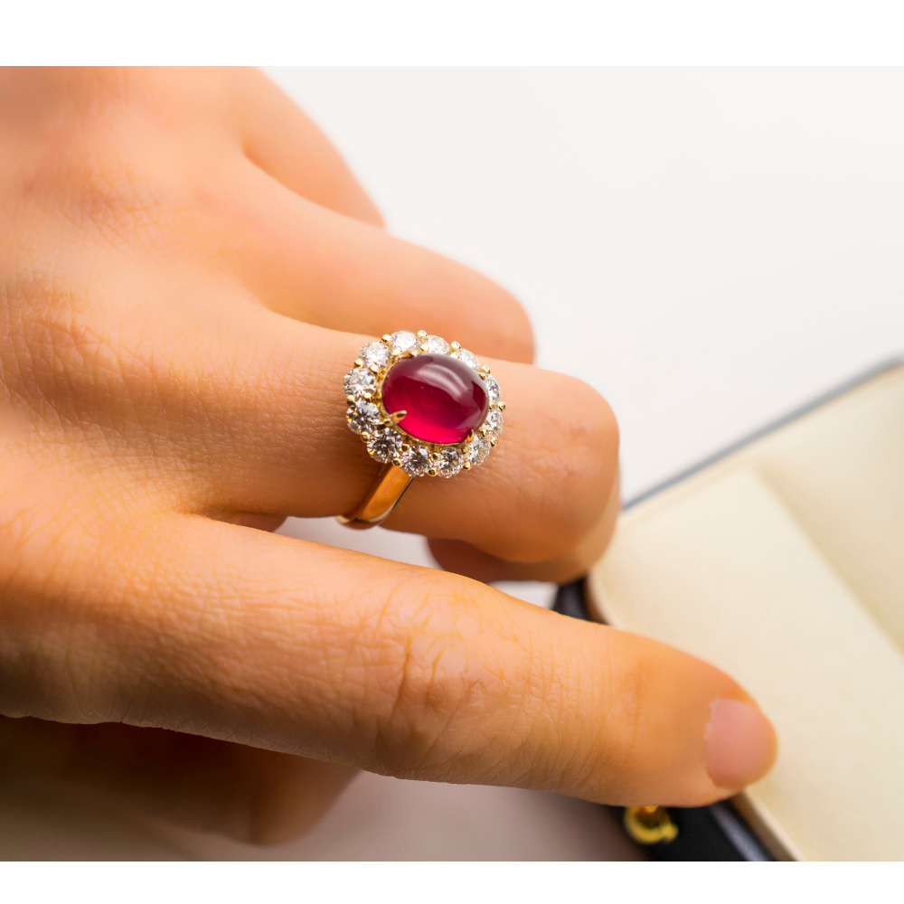 Natural Ruby & Natural Diamonds 18K Yellow Gold | Modern Gem Jewelry | Saratti 