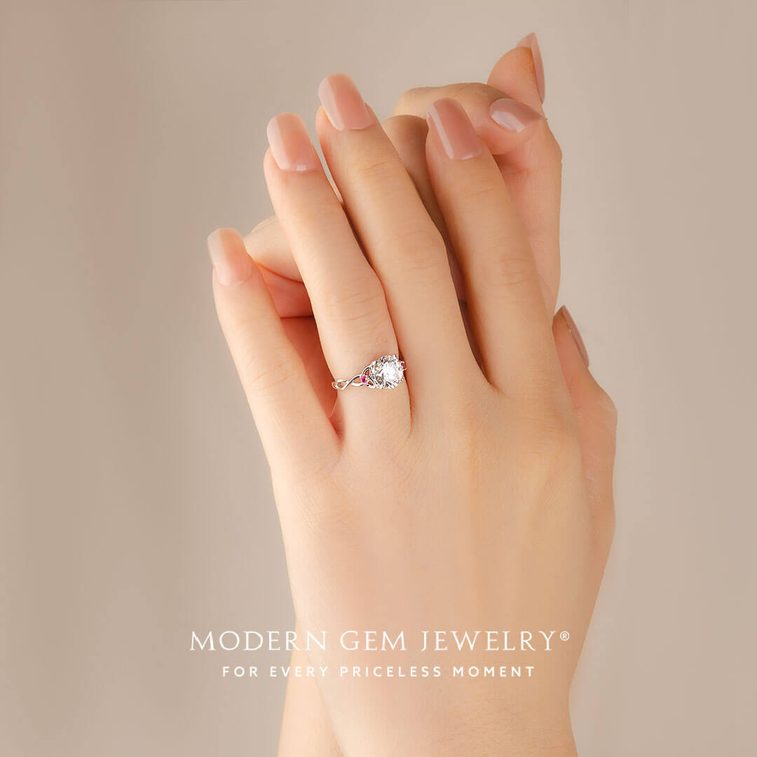 Celtic Knot Diamond Ring in White Gold | Modern Gem Jewelry