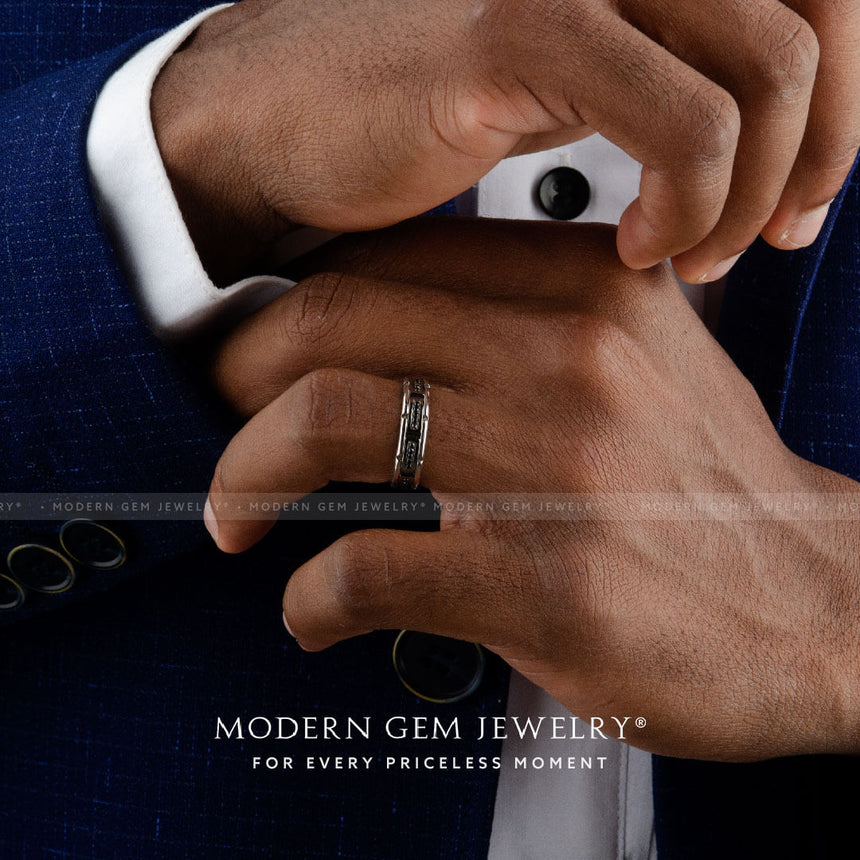 4 mm Black Diamond Wedding Band for Men